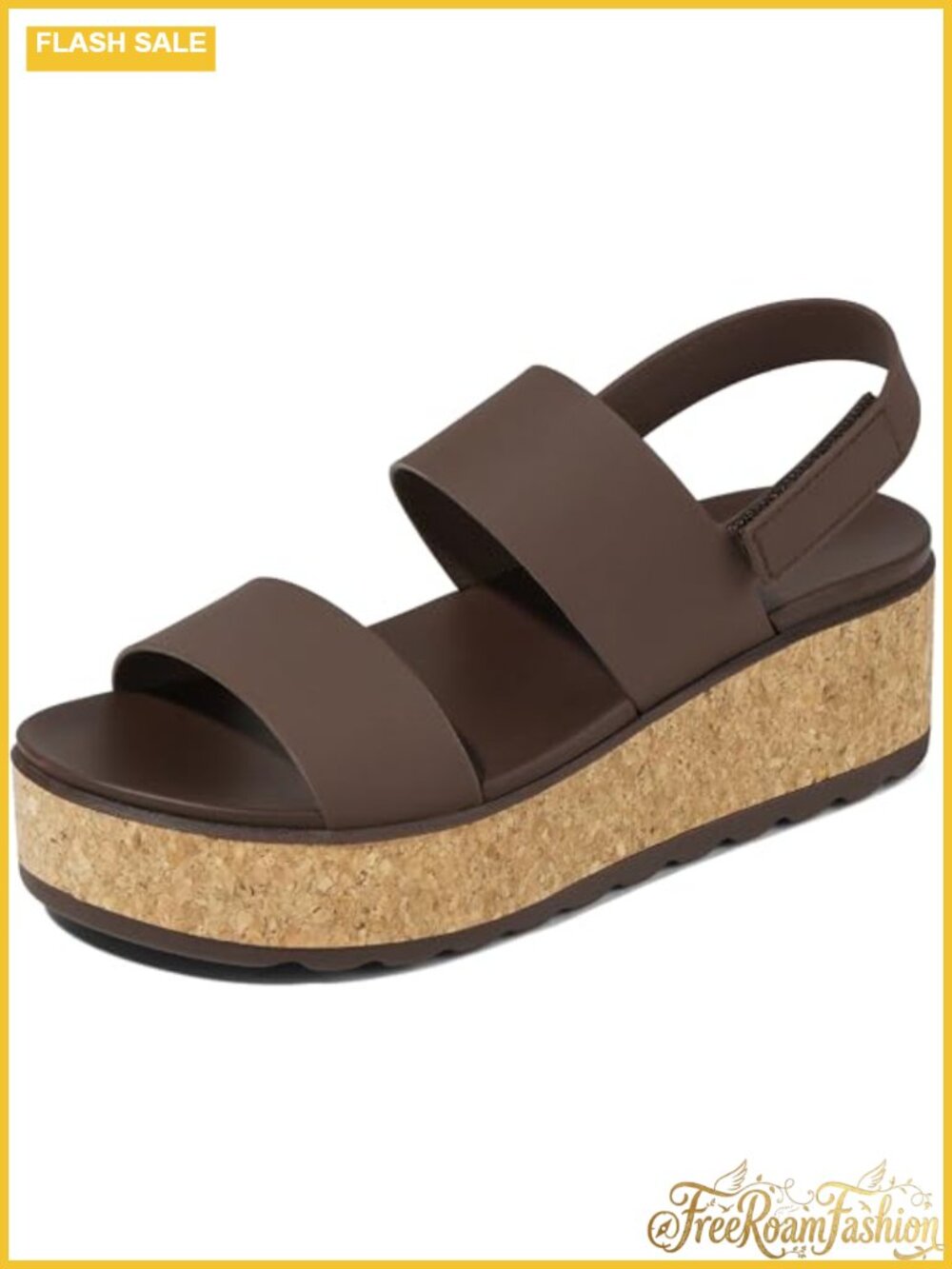 Womens Platform Wedge Sandals Cork Pattern Chunky Lug Sole Comfortable